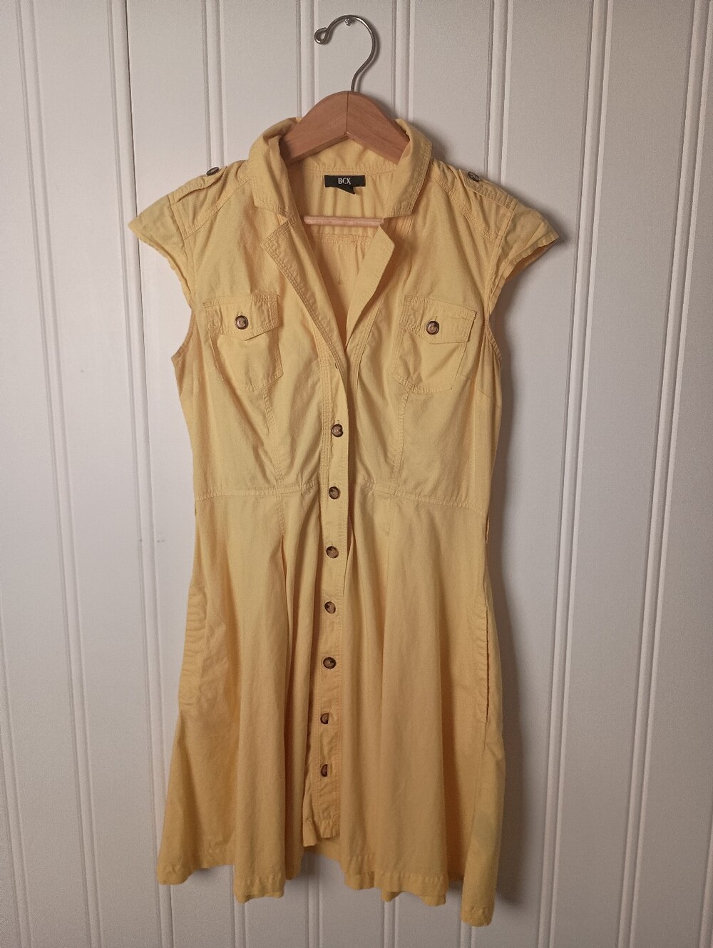 BCX- Yellow Button-Front Shirt Dress- Size M - Picture 1 of 8